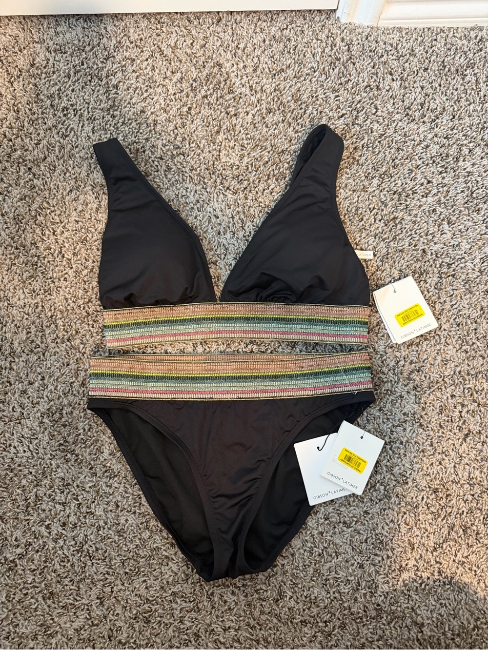 ⚡️NWT Gibson Latimer Two-Piece Bikini Set with Multicolor Metallic Elastic Bands